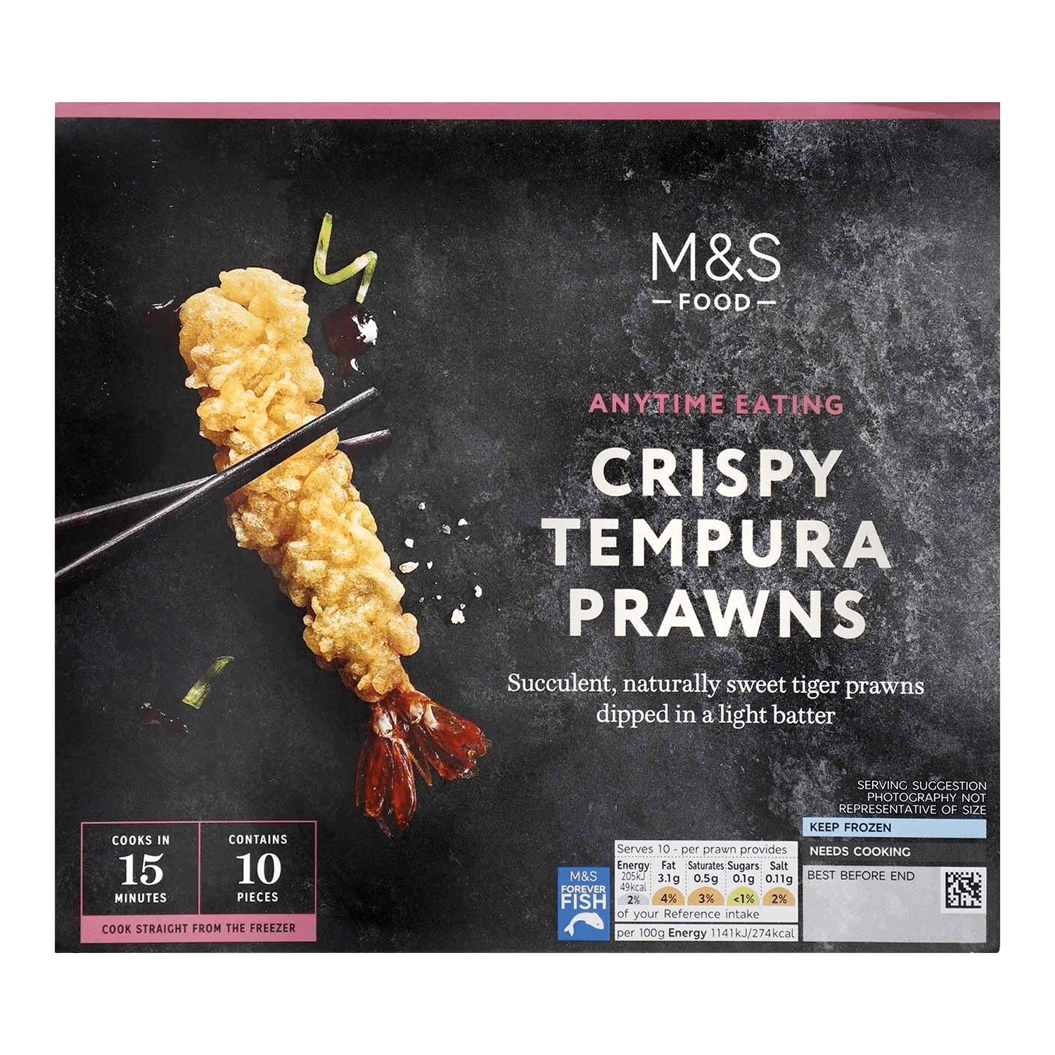 กุ้งลายเสือเทมปุระแช่แข็ง M&S (10 ชิ้น)